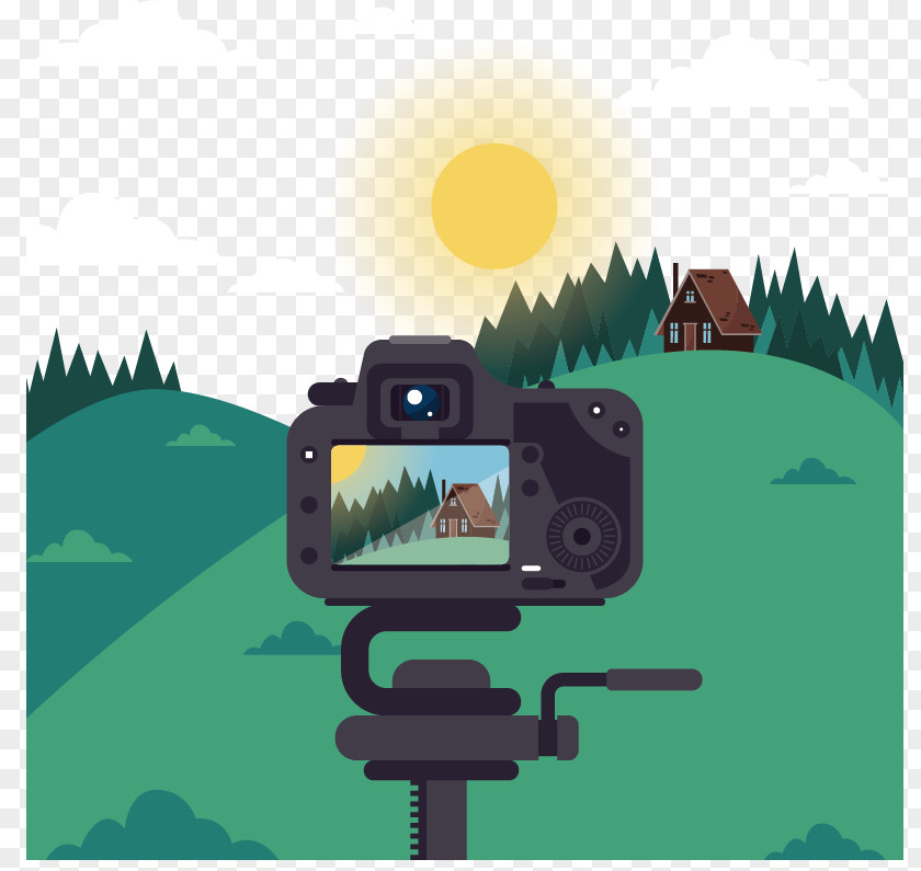 Shoot Camera Outskirts Scenery Vector Material Photography Illustration PNG