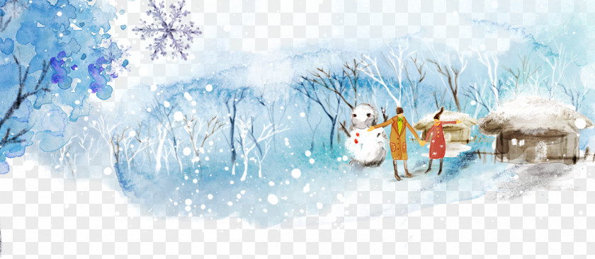 Winter Snowman Scene Material Download Illustration PNG