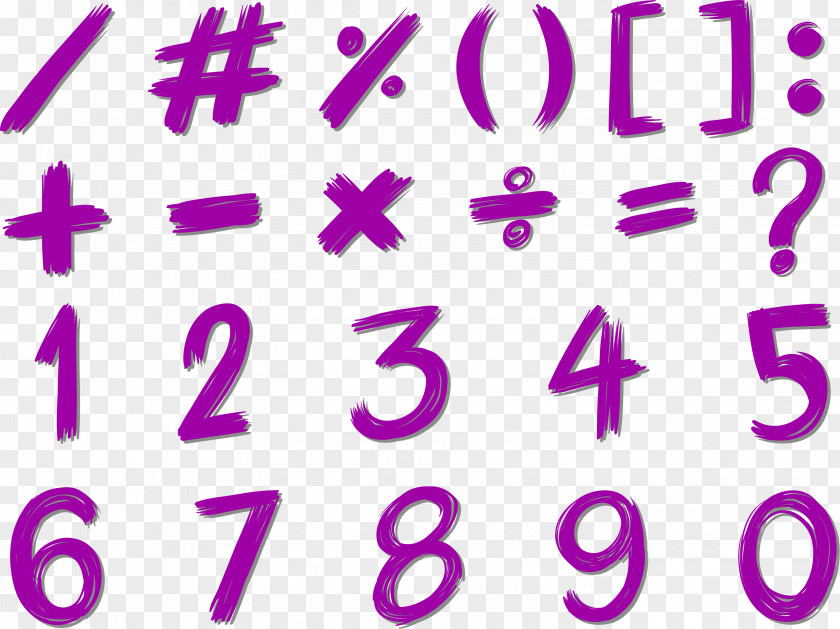 Purple Brush Numbers Number Euclidean Vector Royalty-free Illustration PNG