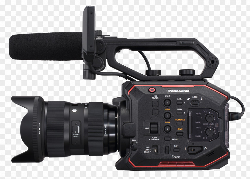 Camera Panasonic AU-EVA1 5.7K Super 35mm Cinema Lumix DC-GH5 Canon EF Lens Mount PNG