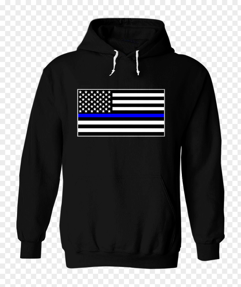 Police Blue Line Hoodie T-shirt Gildan Activewear Sweater PNG