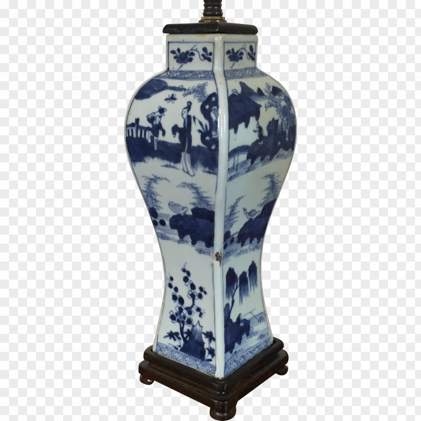 Vase Ceramic Cobalt Blue And White Pottery Urn PNG