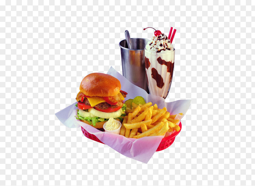 Diner Milkshake Hamburger Cheeseburger French Fries Cuisine Of The United States PNG