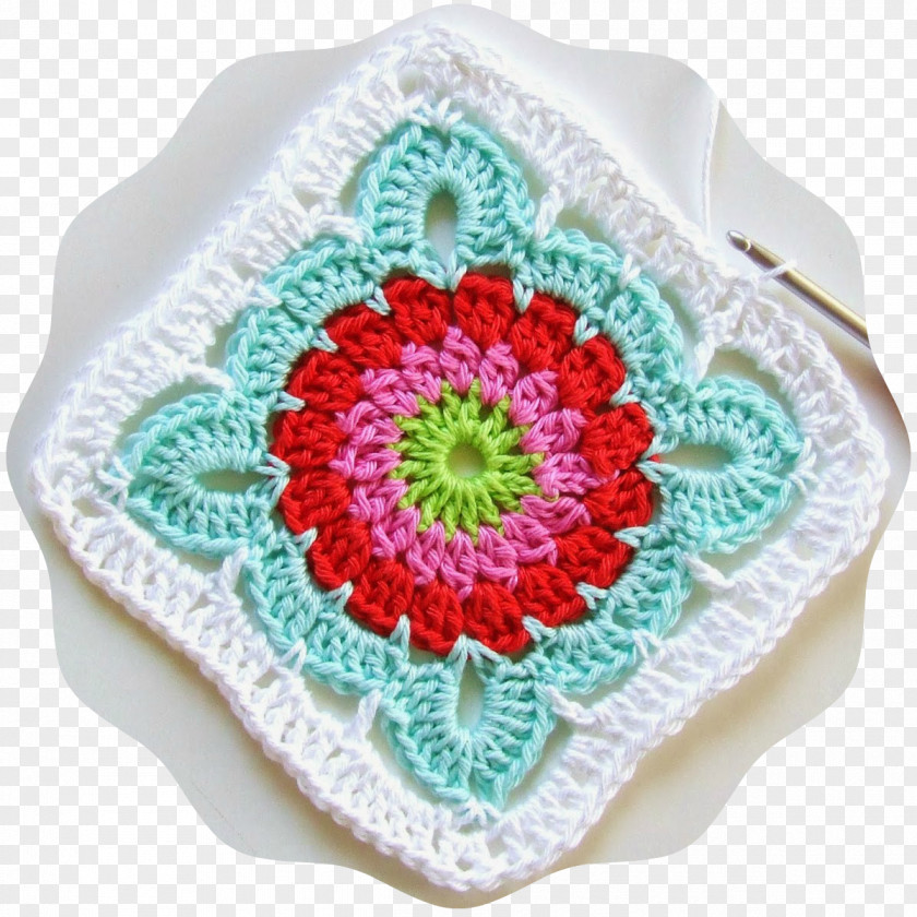 Granny Square Crochet Knitting Motif Pattern PNG