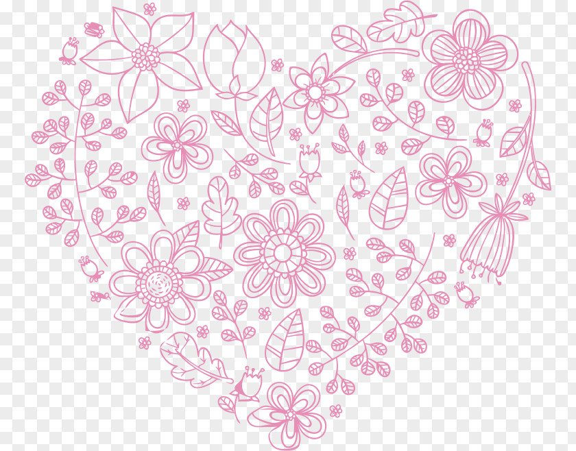 Pink Heart Flower Valentine's Day Clip Art PNG