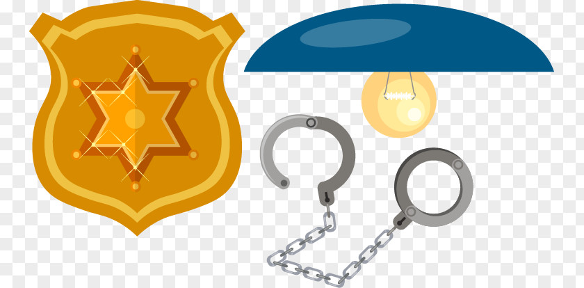 Hand-painted Police Badge Handcuffs Element Officer Hand PNG