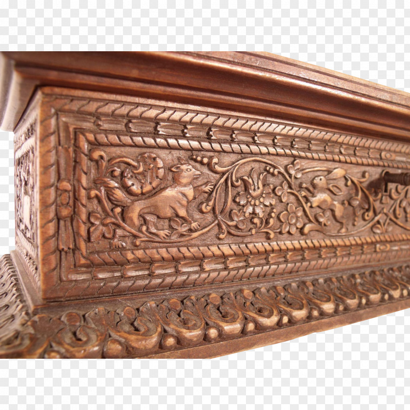 Wood Carving Casket Box PNG