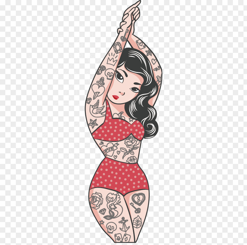 Tattoo Pin-up Girl Wall Decal Sticker PNG girl decal Sticker, painted tattoo clipart PNG