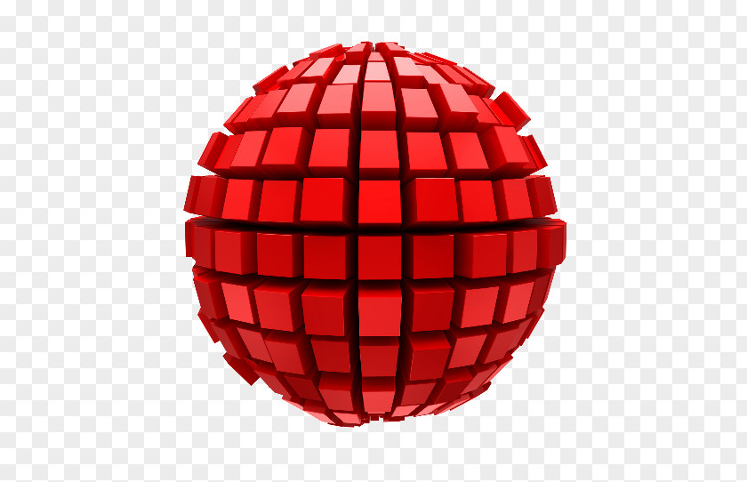 Red Cube Sphere 3D Computer Graphics Ball Stereoscopy PNG