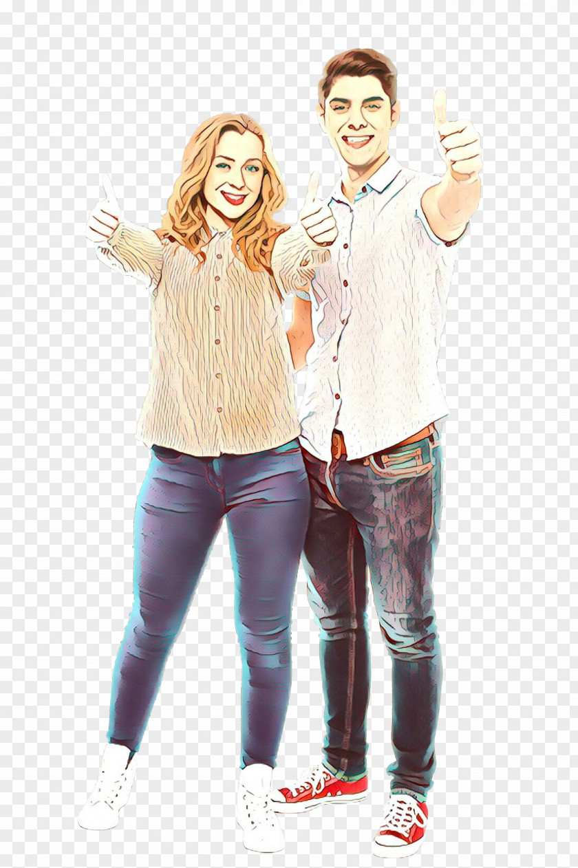 Style Holding Hands Jeans Cartoon PNG