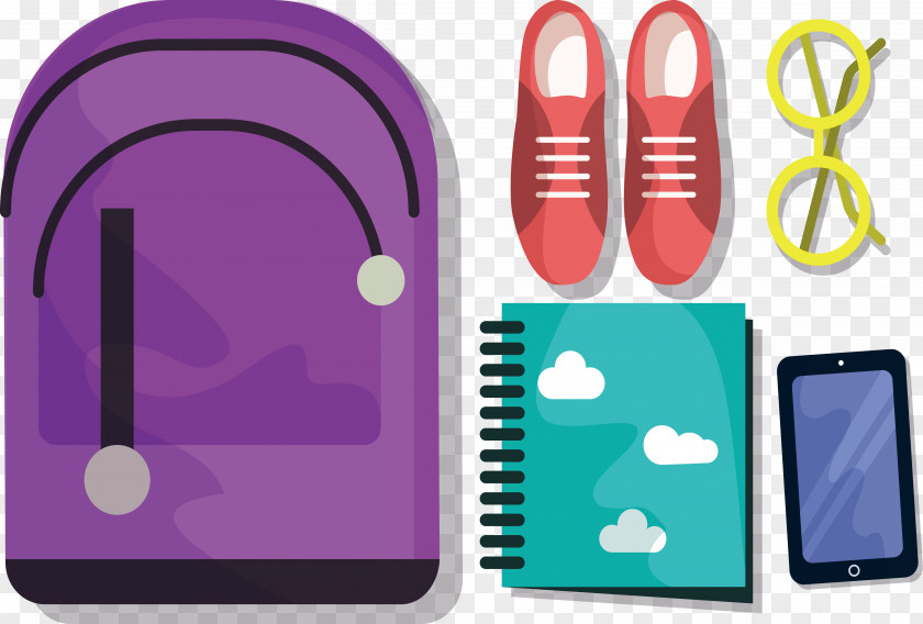 Tidy Up Your Bags To School Satchel Purple Icon PNG