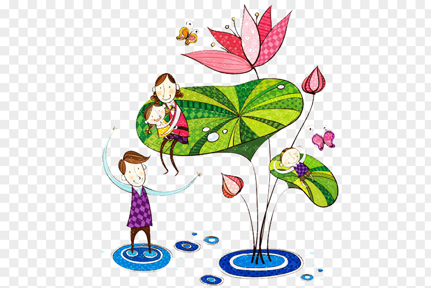 Hand-painted Lotus Family Drawing Photography Clip Art PNG