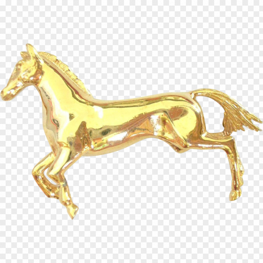 Mustang Stallion Gold Pony Horseshoe PNG