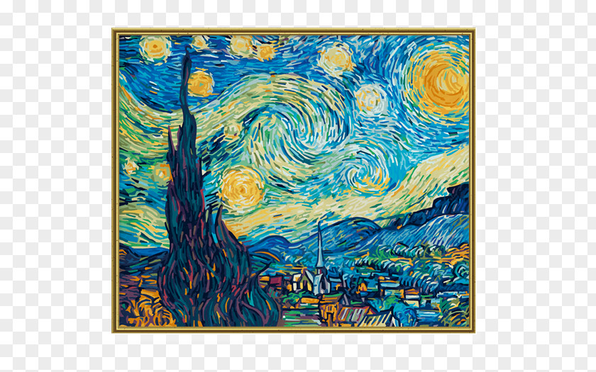 Painting The Starry Night Paint By Number Art PNG