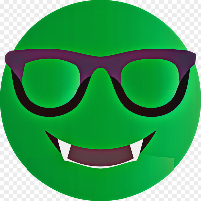 Goggles Sunglasses Cartoon Green Smiley PNG