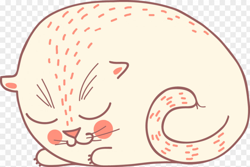 Vector Sleeping Cat Whiskers Clip Art PNG