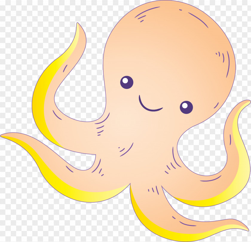 Octopus Giant Pacific Cartoon Yellow PNG