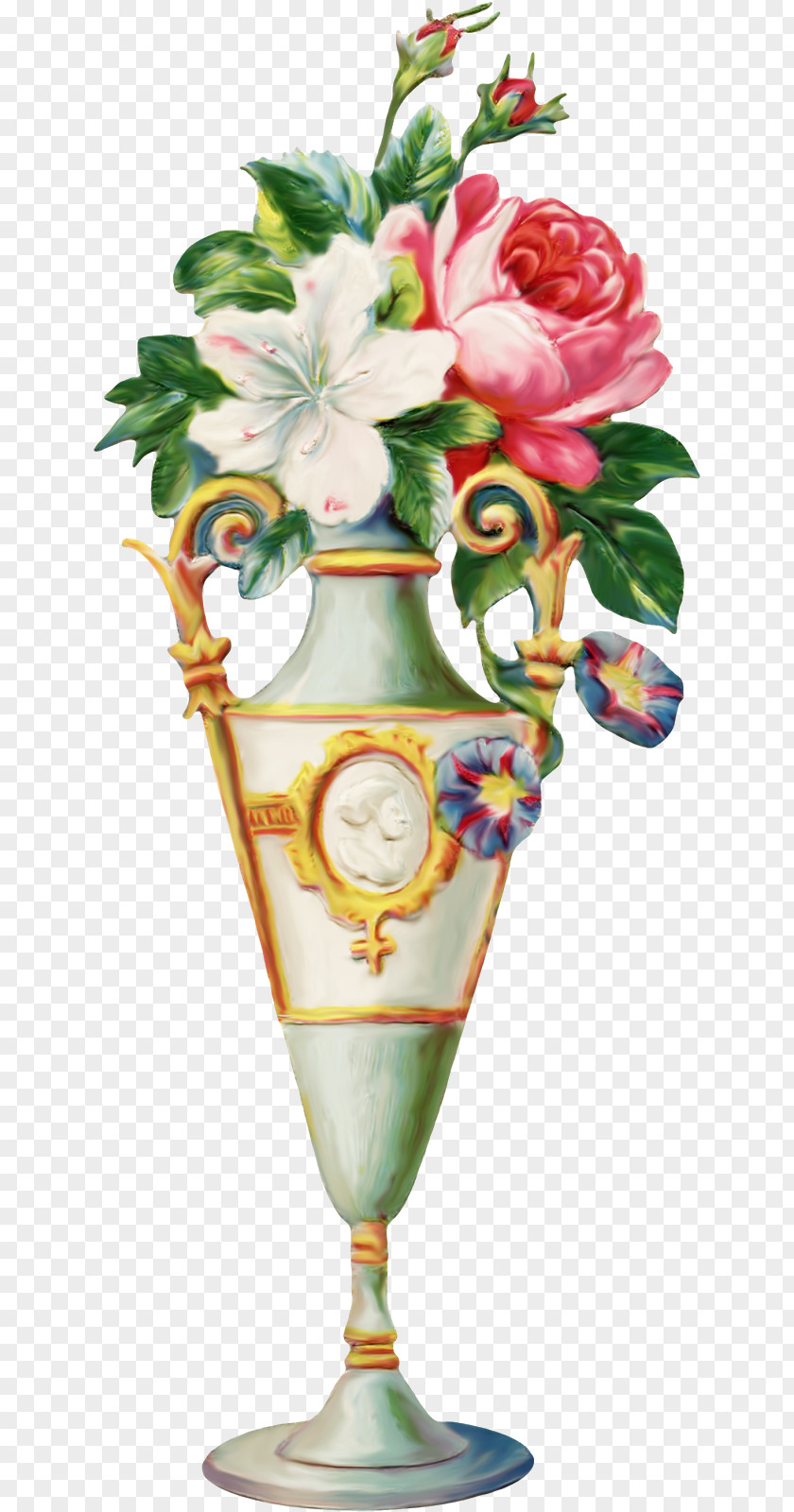 Vintage Vase Of Flowers Victorian Era Floral Design PNG