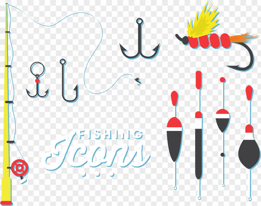 Vector Fishing Line Hooks Logo Illustration PNG