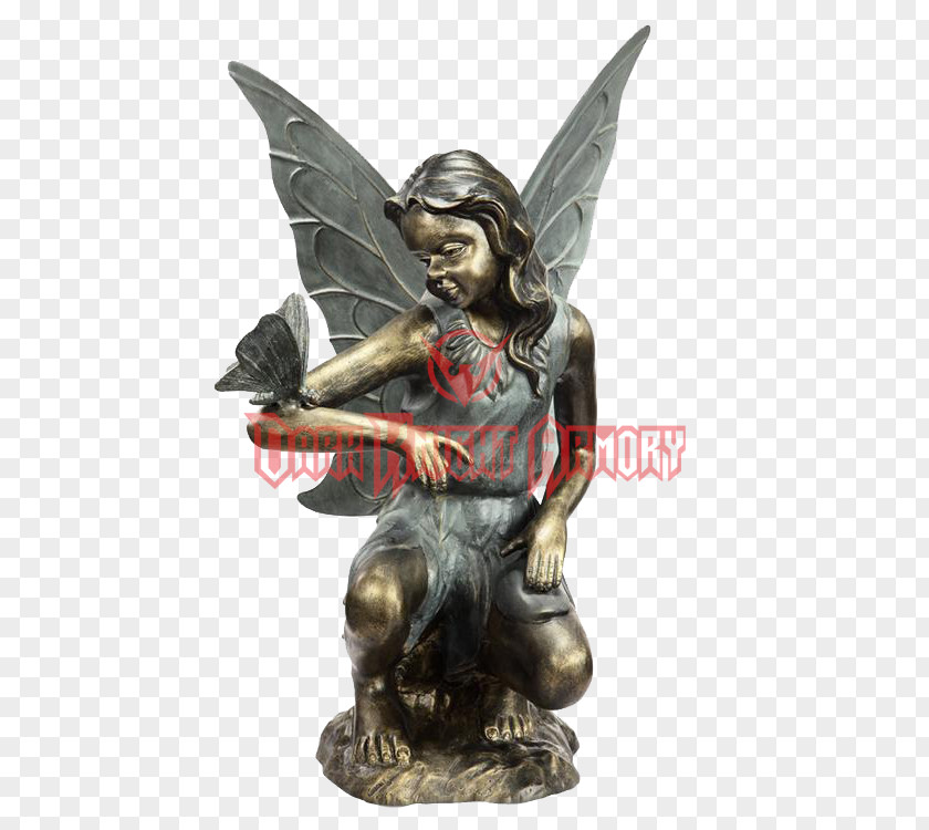 Butterfly Fairy Bronze Sculpture Statue Figurine Garden Ornament PNG