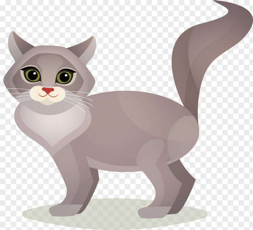 Vector Hand-painted Gray Kitten Cat Pet Sitting Illustration PNG