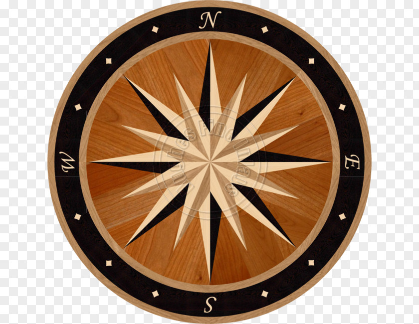 Round Compass Wood Rose Wind PNG