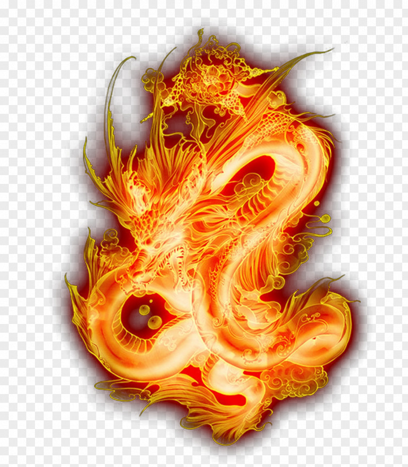 Light Effect Chinese Dragon Flame Image Design PNG