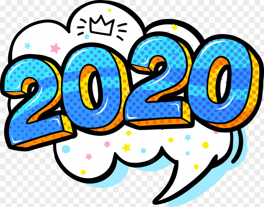 Line Art Sticker Happy New Year 2020 Years PNG