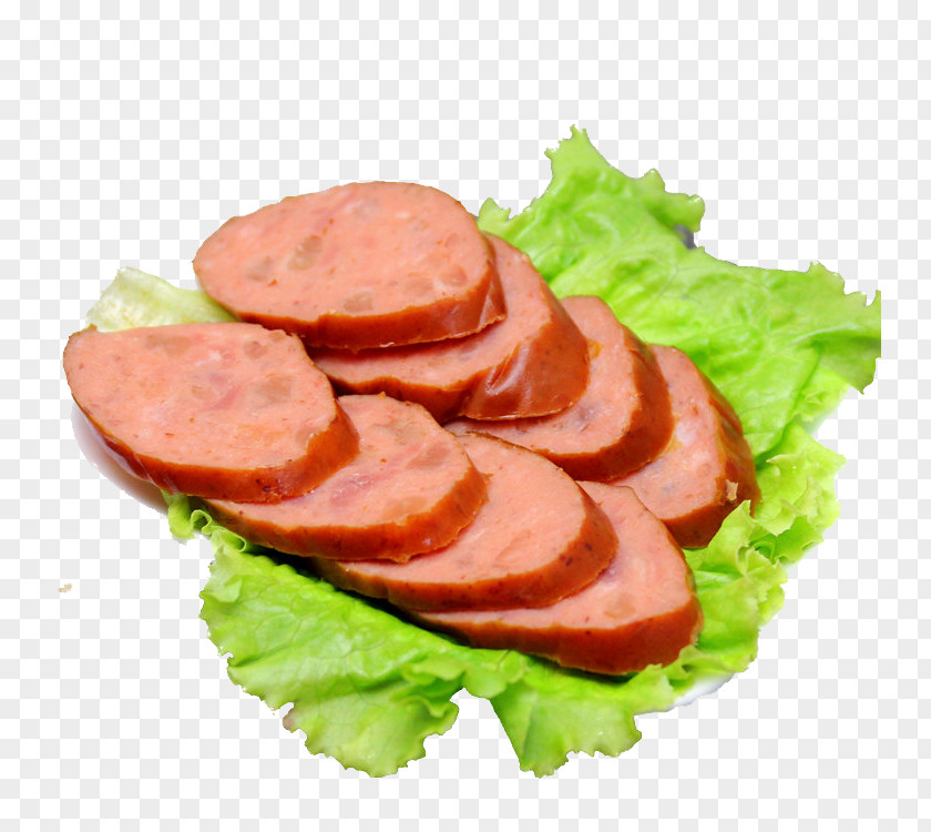 Sliced ​​ham Bratwurst Sausage Hot Dog Ham Salami PNG