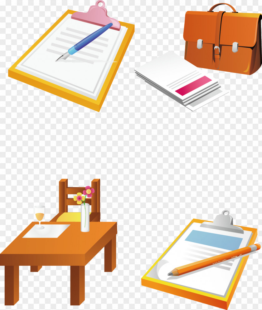 Vector School Supplies Picture Material Table Icon PNG
