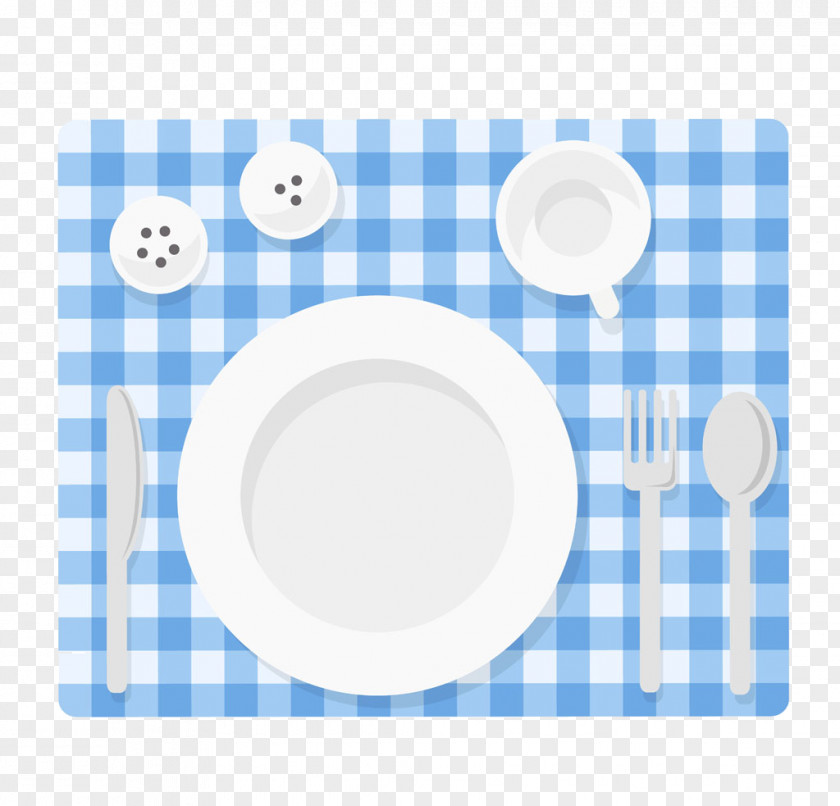 Cutlery On Blue Table Linen Paper Gift Wrapping Gingham Check Tartan PNG