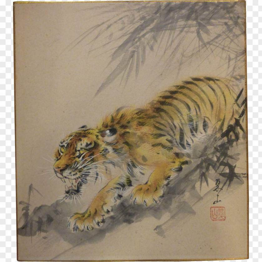 Painting Watercolor Japanese Bengal Tiger PNG