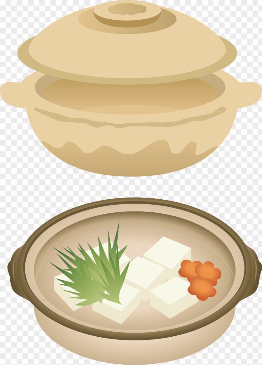 The Jar Was Decorated With Patterns Nabemono Tofu Yudofu Food Dashi PNG