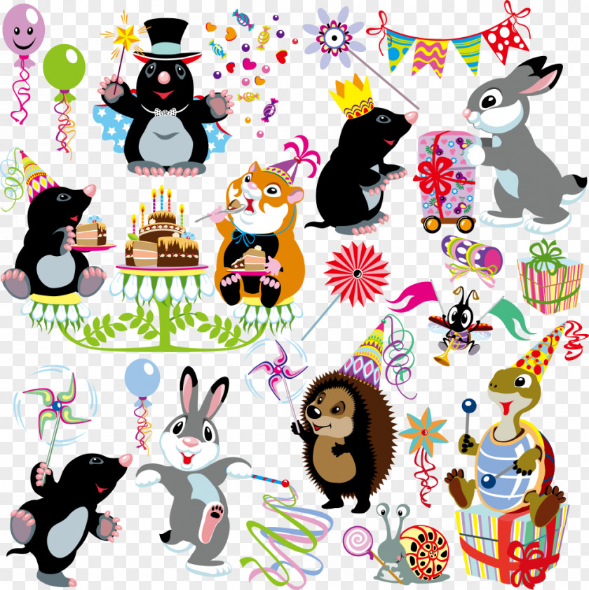 Vector Color Animal Birthday Design Cartoon Royalty-free Illustration PNG