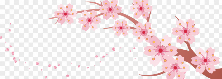 Cherry Branch Blossom Banner Template PNG