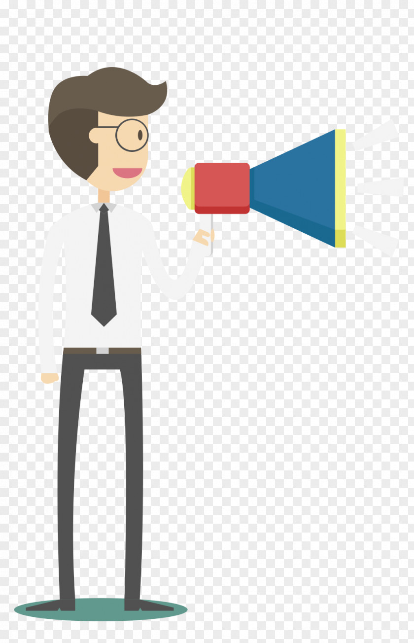 Holding The Speaker Of Company White-collar Characters Loudspeaker Cartoon Clip Art PNG