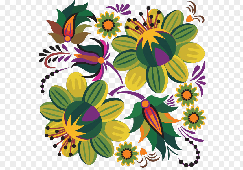 Hand-painted Flowers Floral Design Embroidery Ornament Cross-stitch Pattern PNG