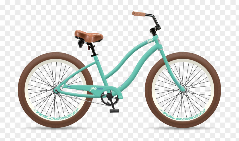 Teal Highlights Cruiser Bicycle Fixed-gear Single-speed Step-through Frame PNG