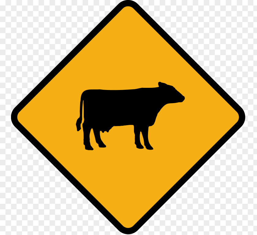 Road Cattle Traffic Sign Warning PNG