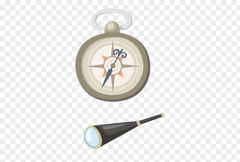 Compass And Binoculars Clock PNG