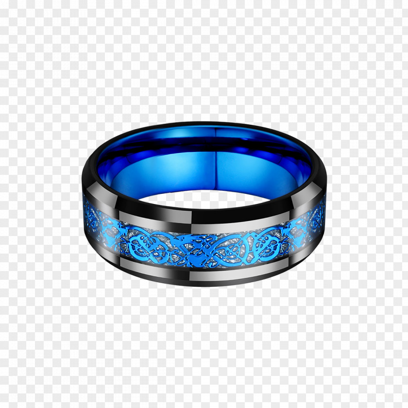 Ring Wedding Inlay Blue Silver PNG