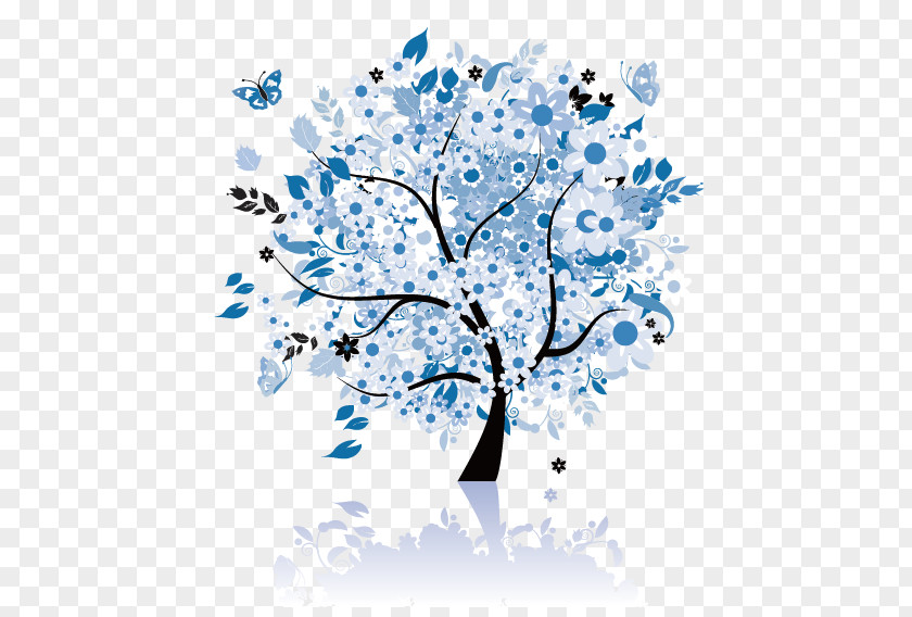 Butterfly Tree Vector PNG