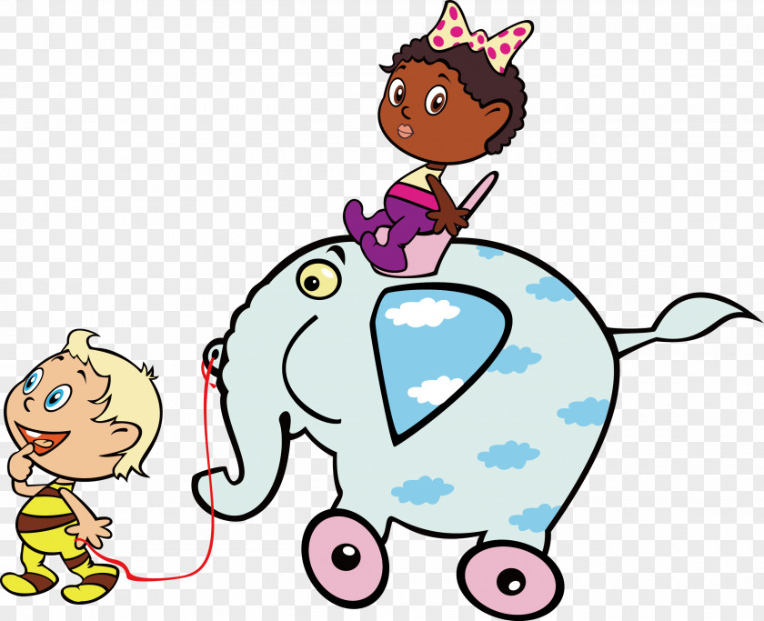 Children Playing Drawing Elephant PNG