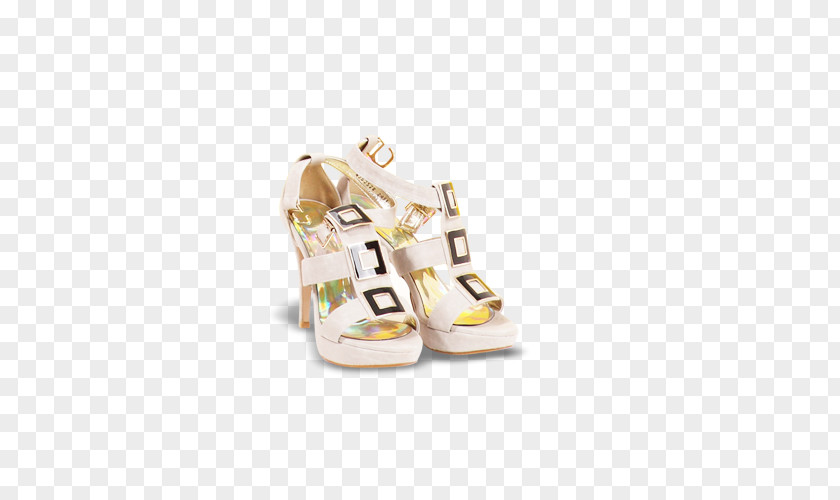A Pair Of High-heeled Sandals Shoe Slipper White Sandal Footwear PNG
