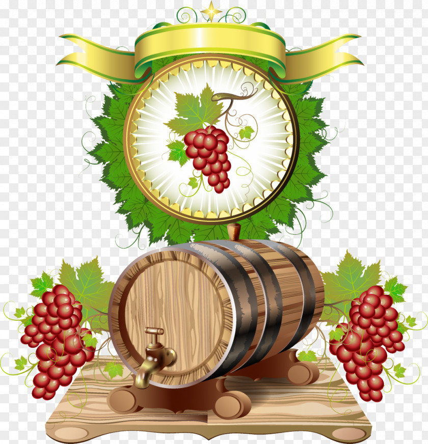 Grapes Wine Barrel Oak Beer Clip Art PNG