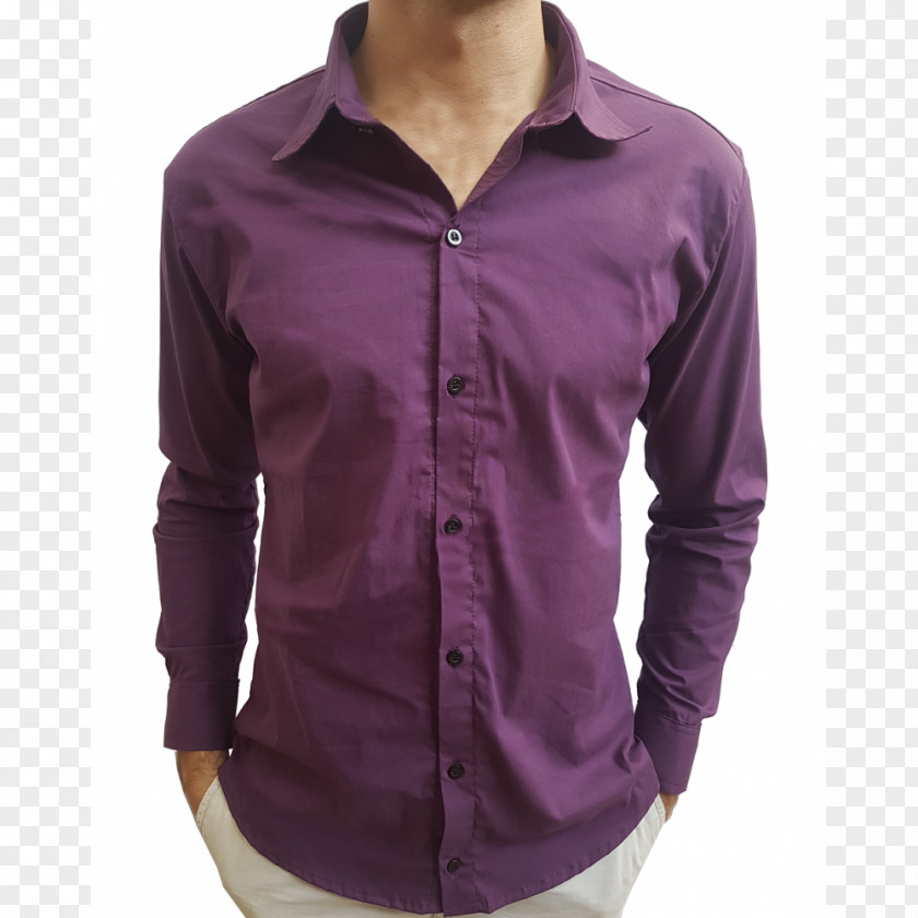 Masculino Camisa Transparente Slim-fit Pants Shirt Fashion Blouse Purple PNG
