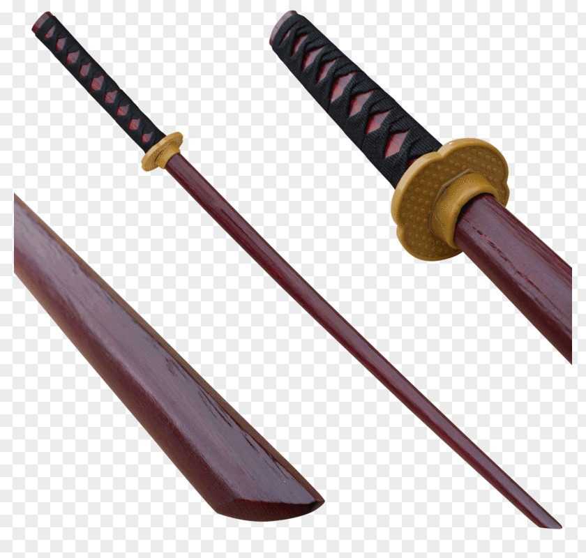 Dark Brown Wood Sword Bokken Katana Waster Blade PNG