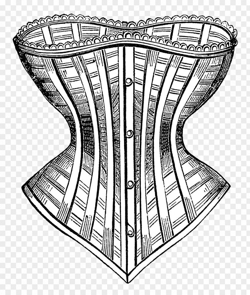 Black And White Drawing Corset PNG