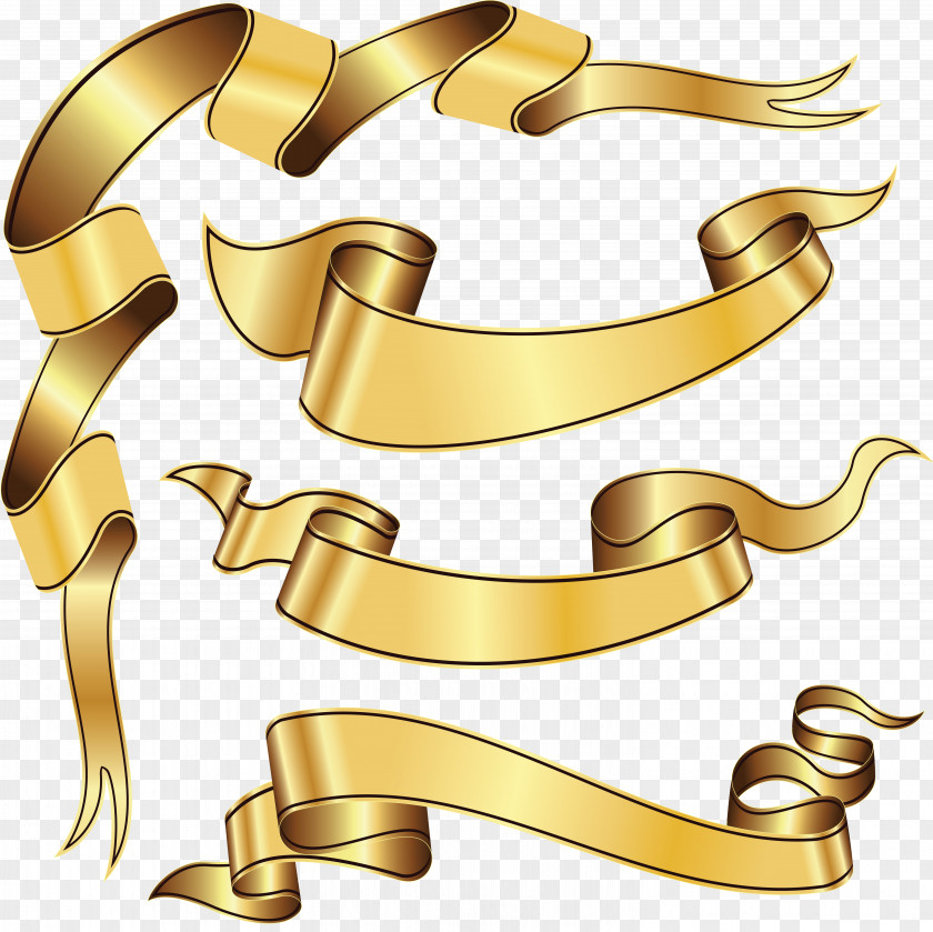 Ribbon Gold Paper Clip Art PNG