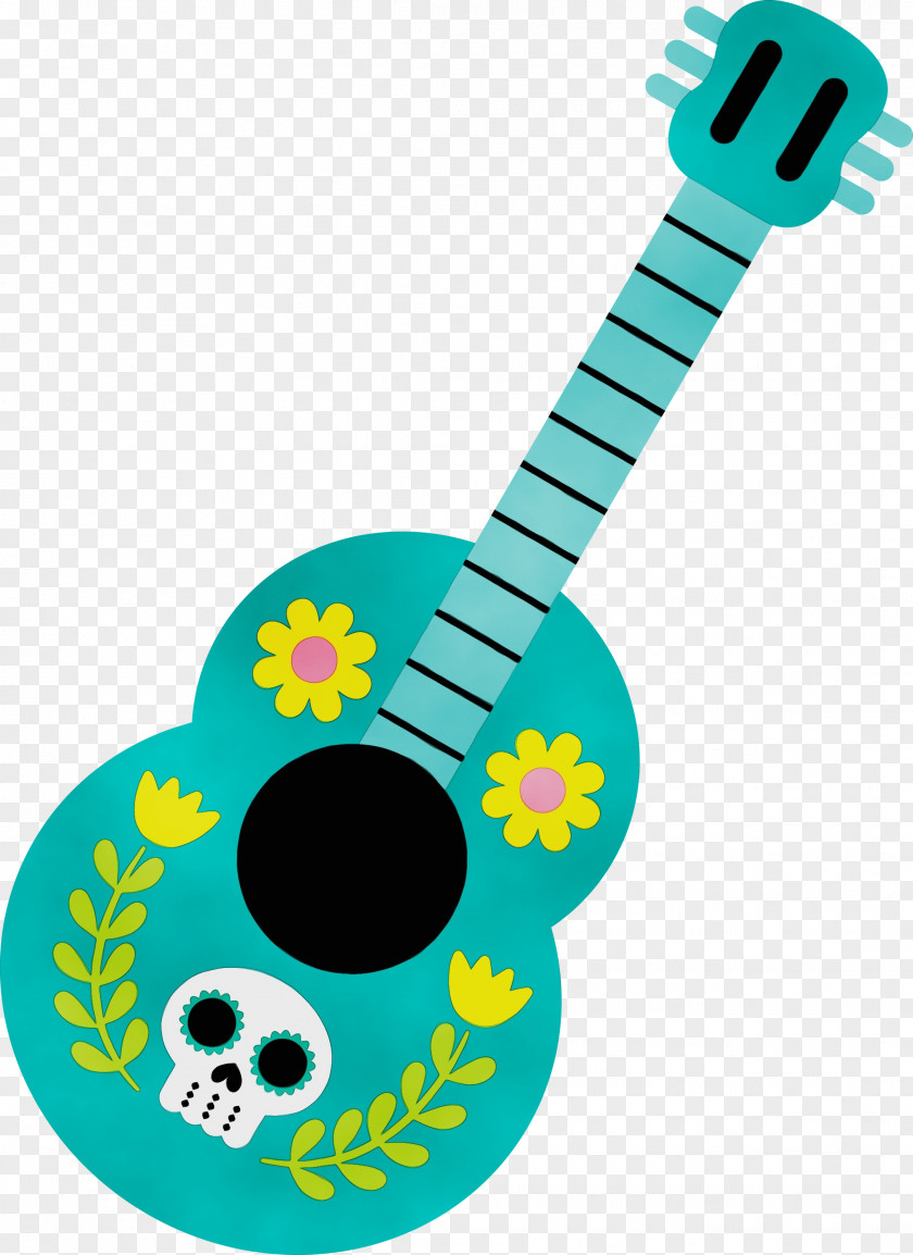 Ukulele Non-commercial Activity String Instrument Day Of The Dead Turquoise PNG